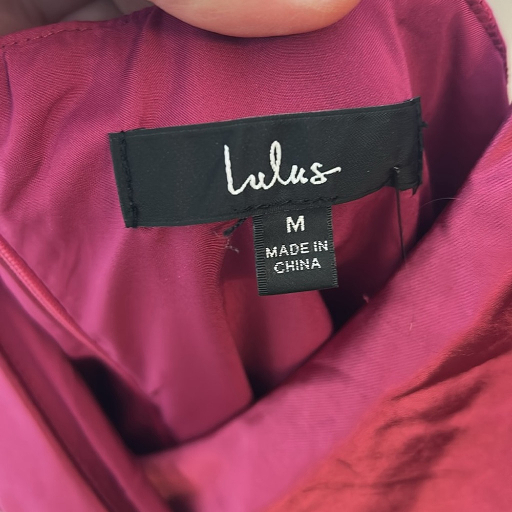 Lulus Stay Celebrating Magenta Satin Bodycon Mini Dress size M NWT - Picture 4 of 9
